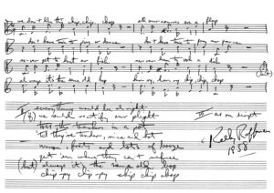 Sheet music from 1958 Clark Founder's Day skit