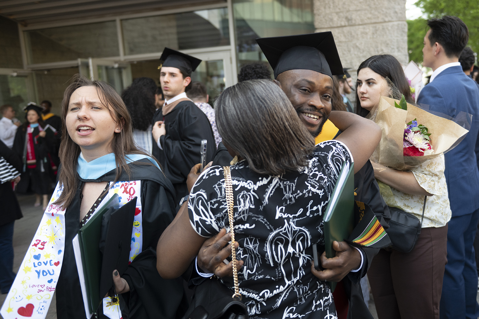 Family celebrates after Clark University Commencement