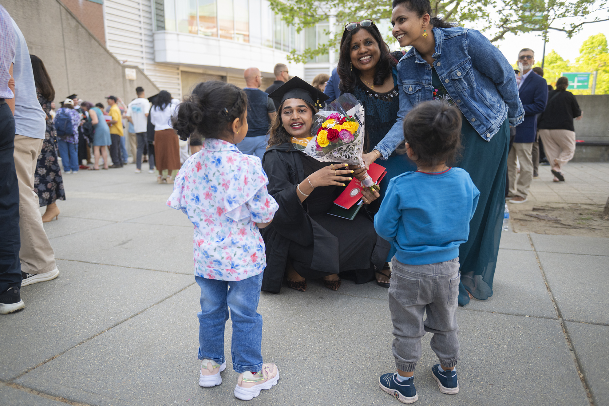 Family celebrates after Clark University Commencement