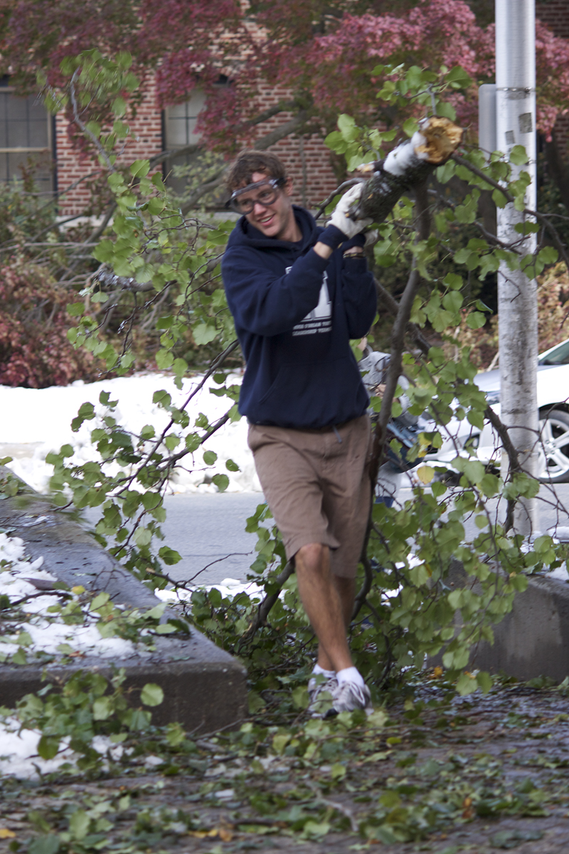 Campus cleanup after Halloween storm in 2011