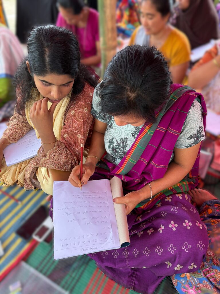 people learn in outdoor classroom in Bangladesh