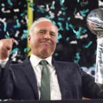 Jeff Lurie with the Vince Lombardi Trophy after winning the 2018 Sup0er Bowl