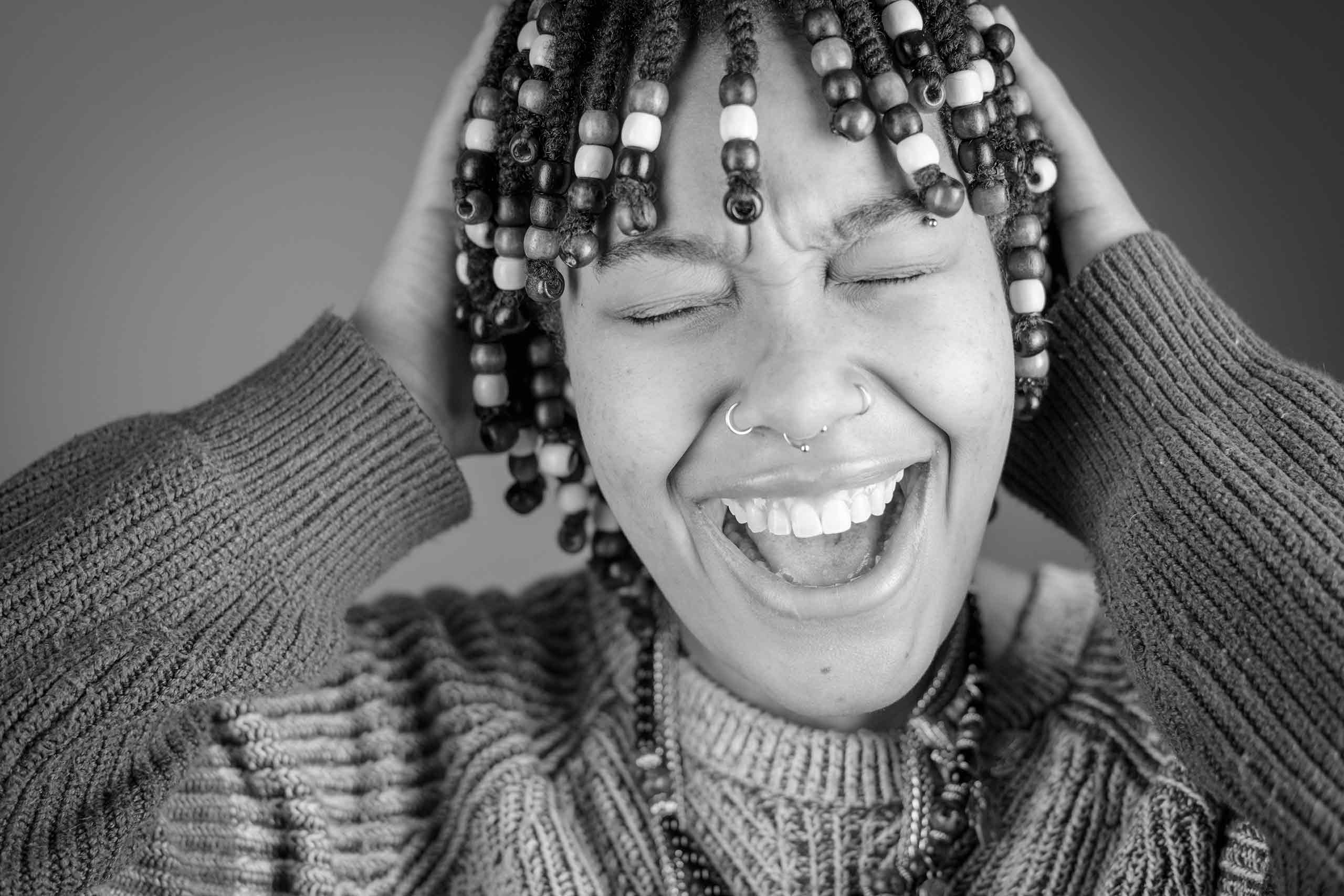 Larriyah Graham, portrait in black and white by Steven King