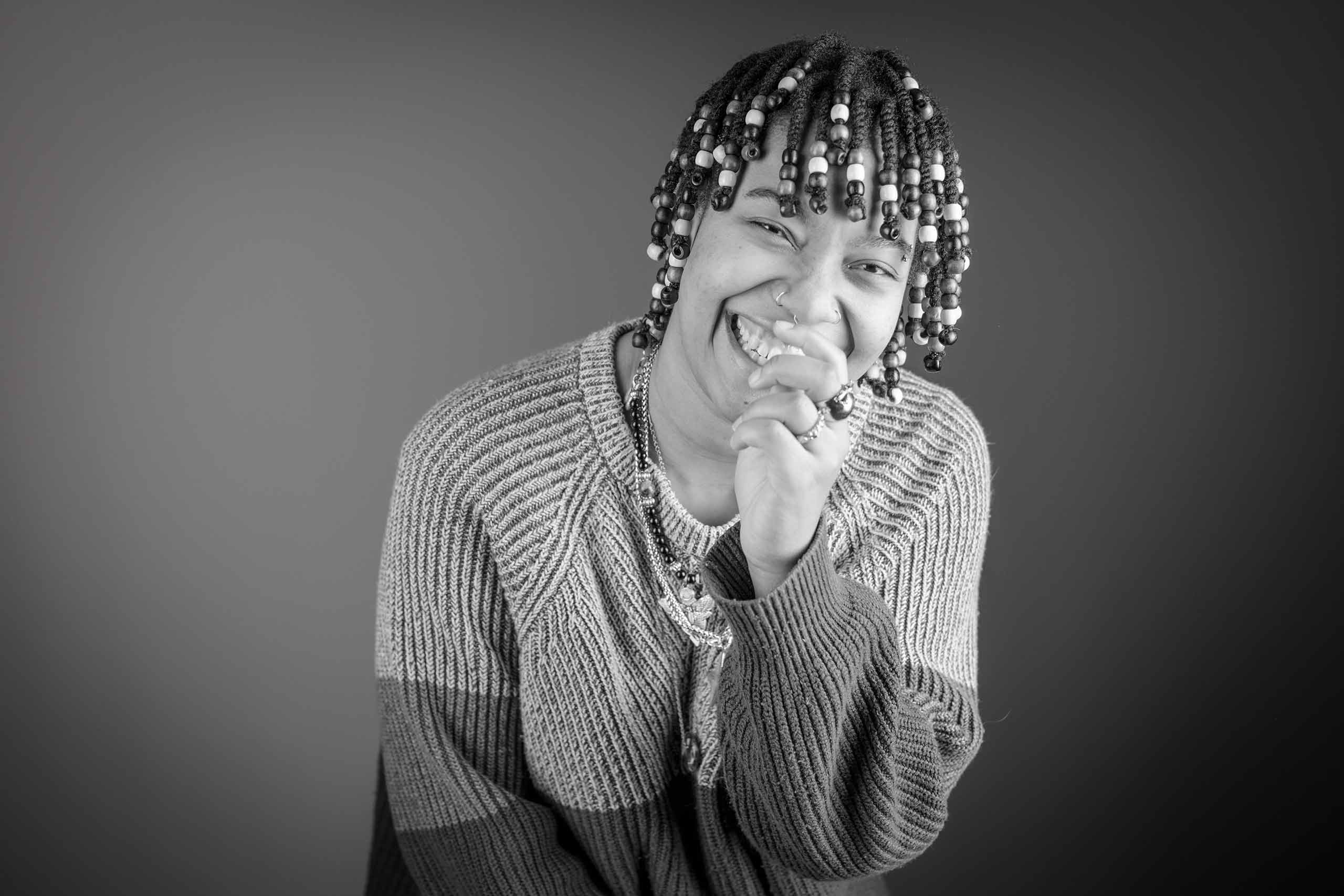 Larriyah Graham, portrait in black and white by Steven King