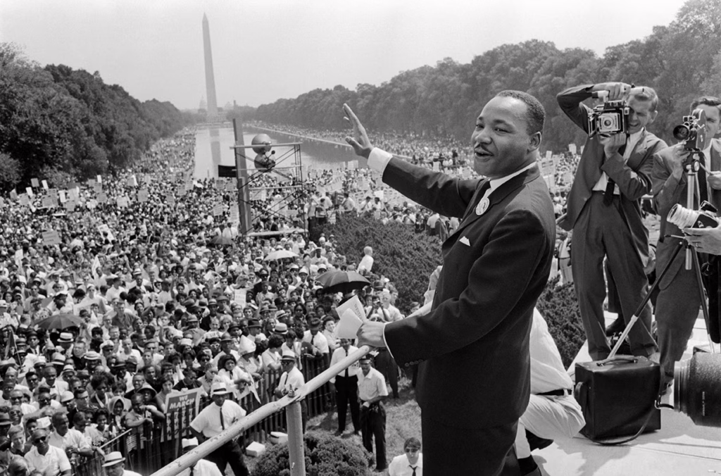 Martin Luther King Jr. at the 1963 March on Washington. Public domain photo via Wikimedia Commons.
