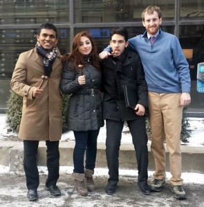 Award Winners at the McGill Model U.N. Conference, January 2014, from left: Dulwara de Alwis '14, Dea Dodi '17, Doga Bilgin '17, and Jake Kailey '14