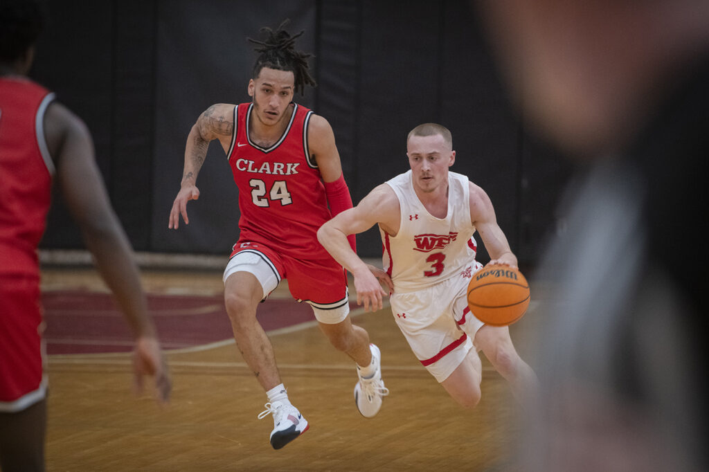Clark University men's basketball team plays WPI in 2025 NEWMAC championship game