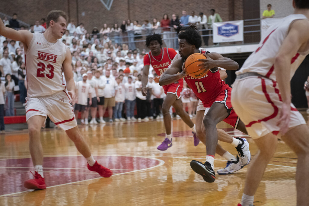 Clark University men's basketball team plays WPI in 2025 NEWMAC championship game