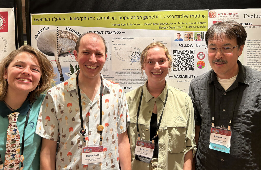 Students and a postdoc at a conference with Professor David Hibbett