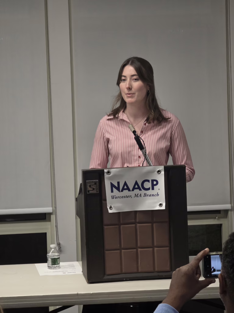 student gives presentation