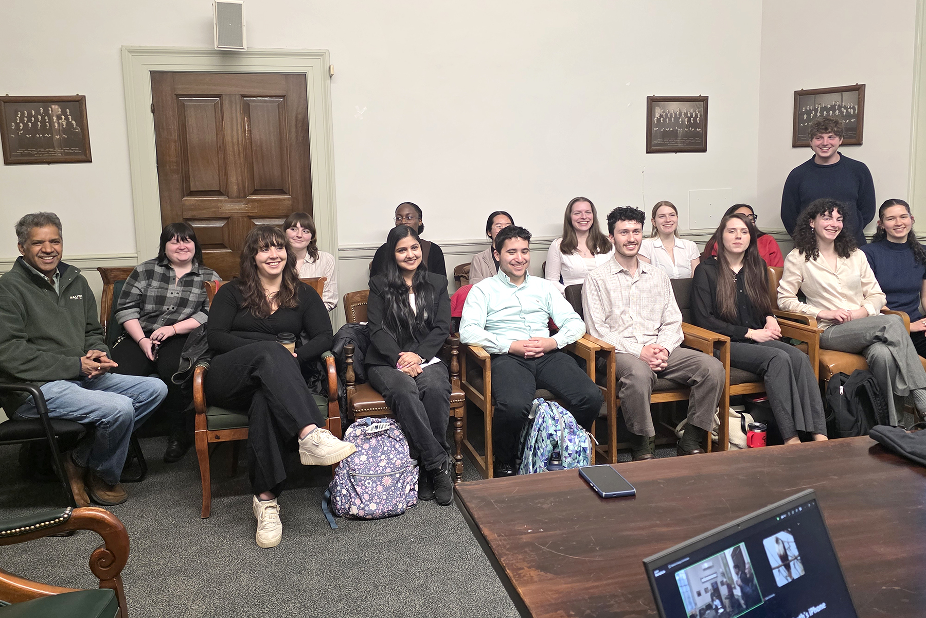 Clark students sitting in Newton City Hall