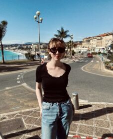 woman standing near beach