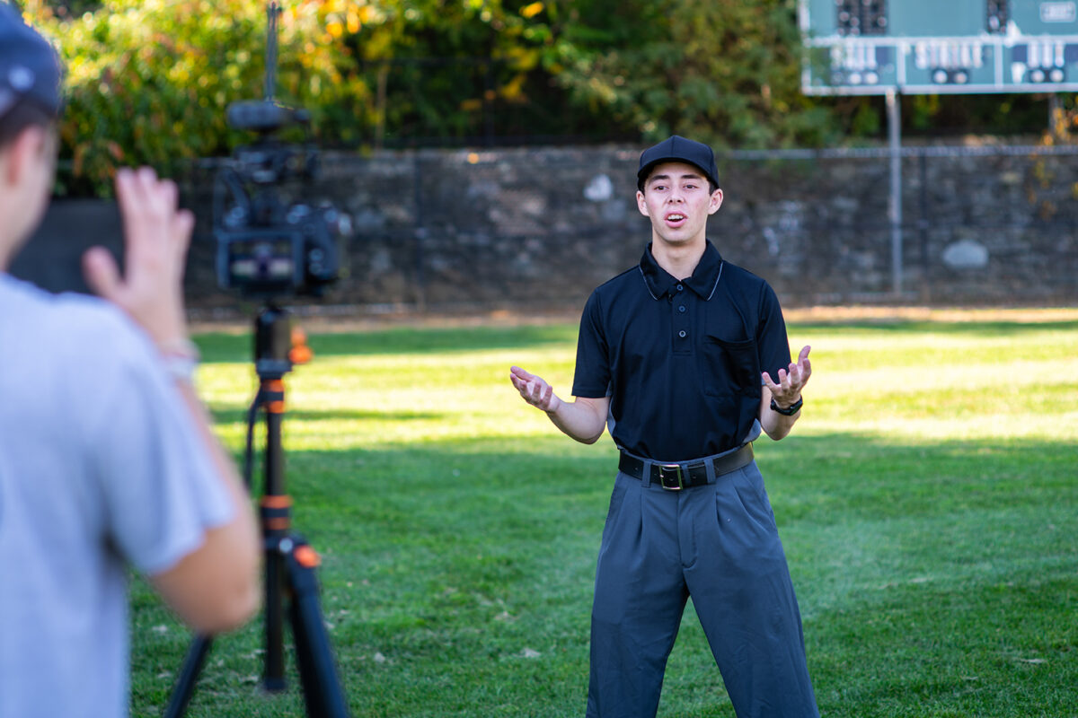 Noah Katz films content for The Umpire Channel.