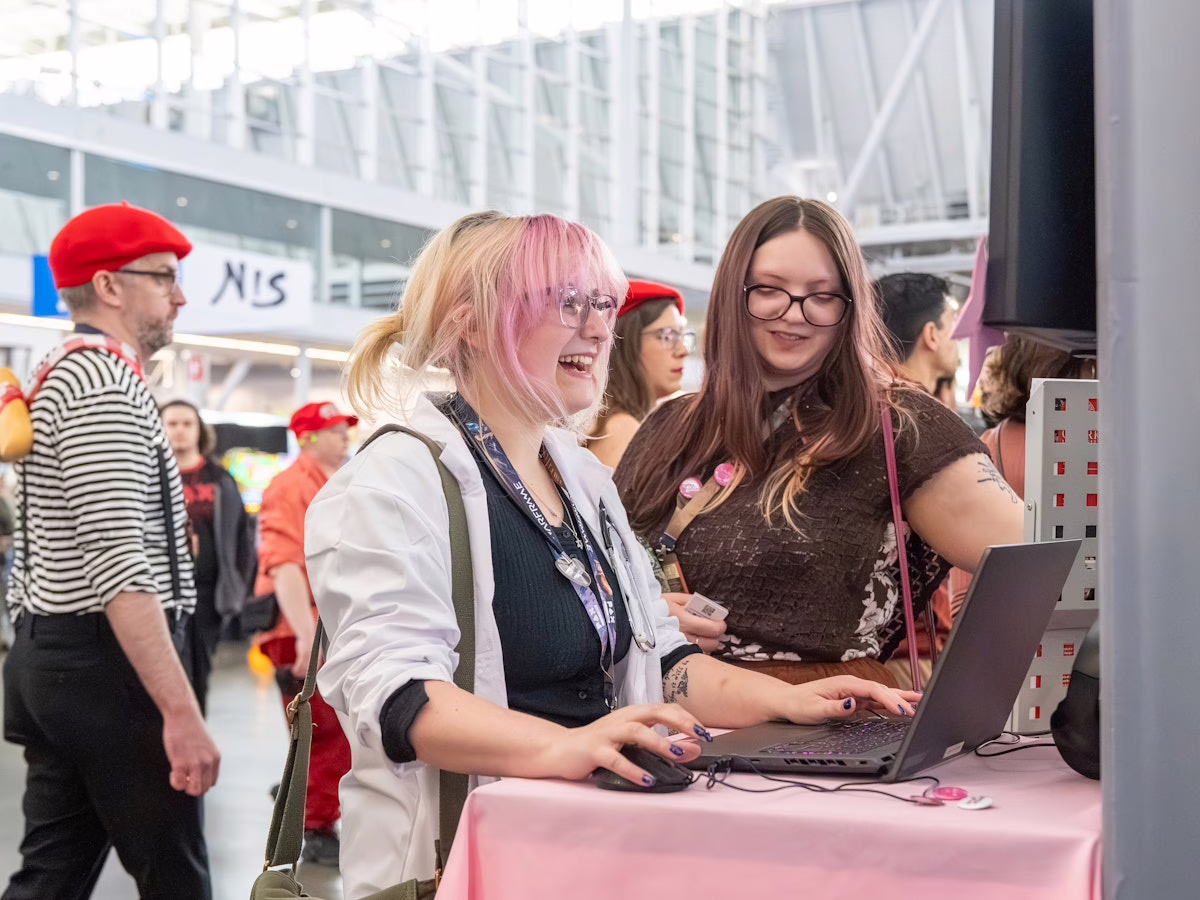 games made by Clark students on exhibit at convention