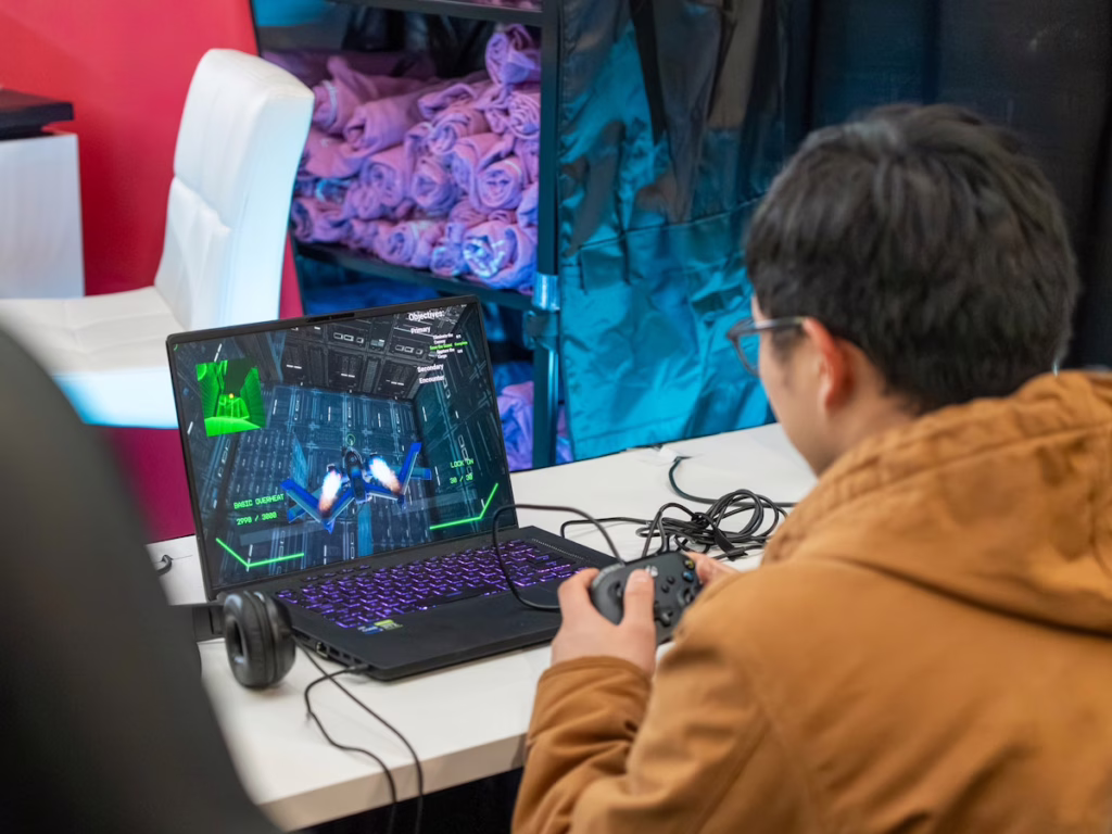 games made by Clark students on exhibit at convention
