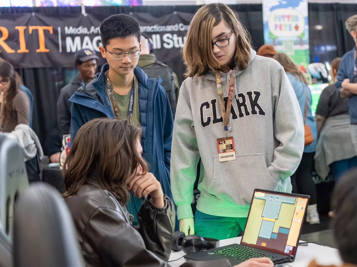 games made by Clark students on exhibit at convention