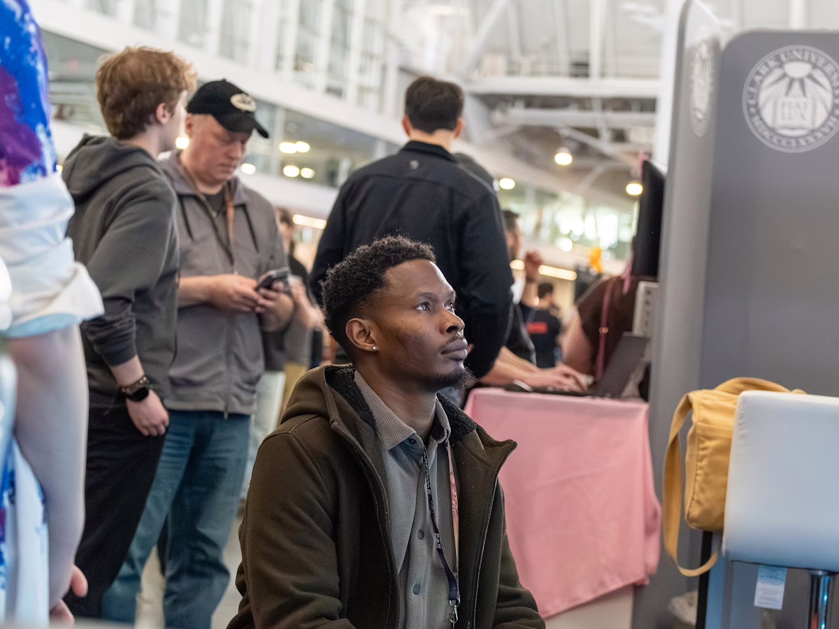 games made by Clark students on exhibit at convention