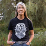 person standing in meadow