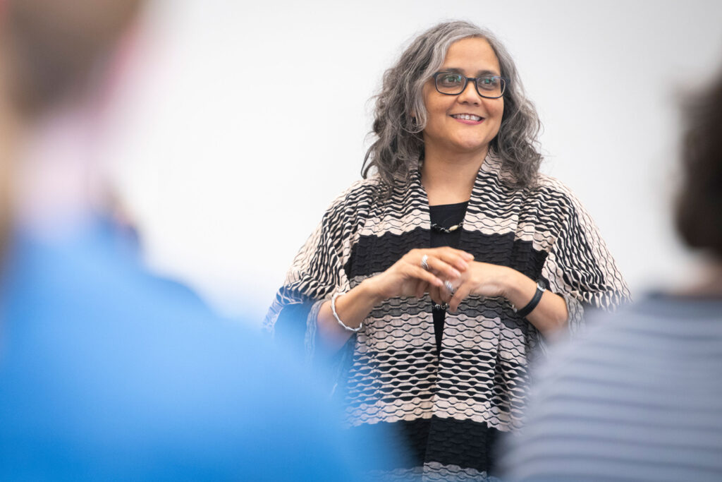 Pronita Gupta '91 speaks to a class