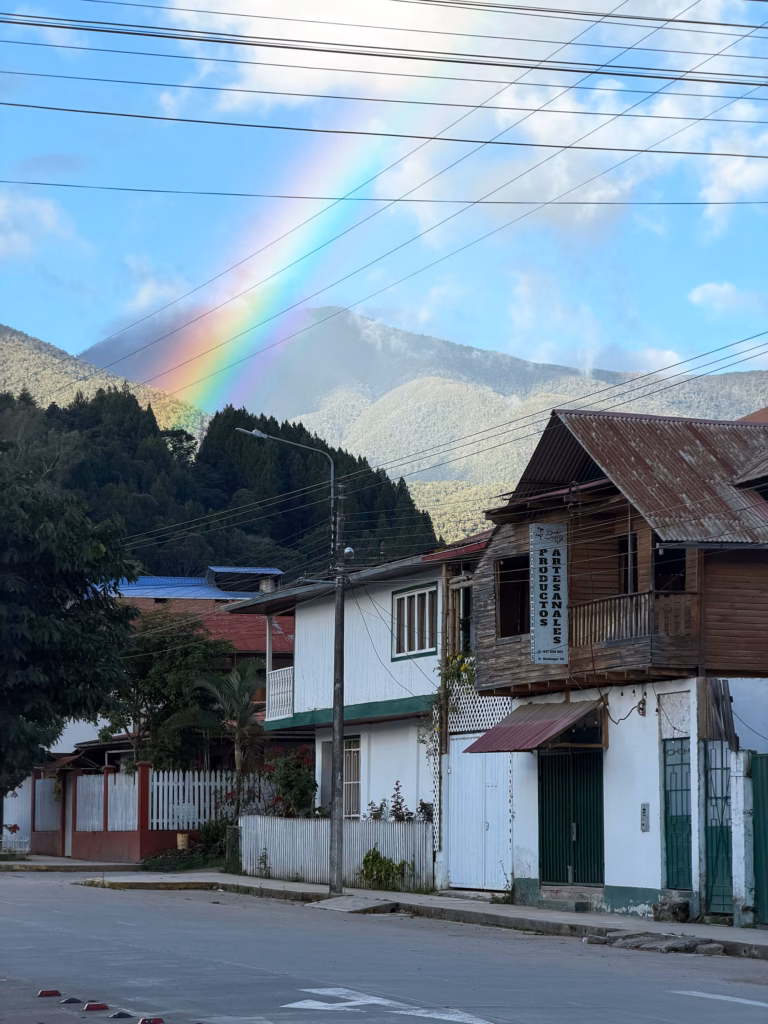 Rainbow over an Oxapampa village