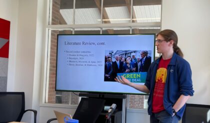 student gives presentation