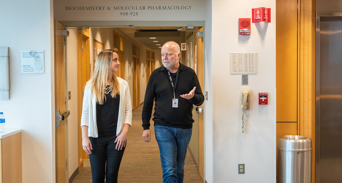Sarah Berube at UMass Medical School with Kendall Knight ’75, Ph.D.