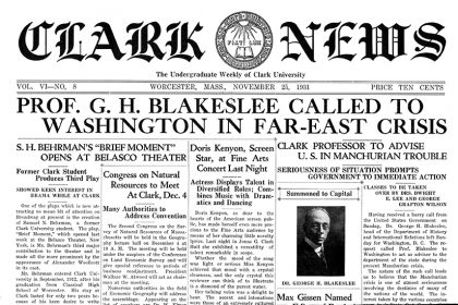 Front page of Nov. 25, 1931 Clark News