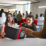 people at college event