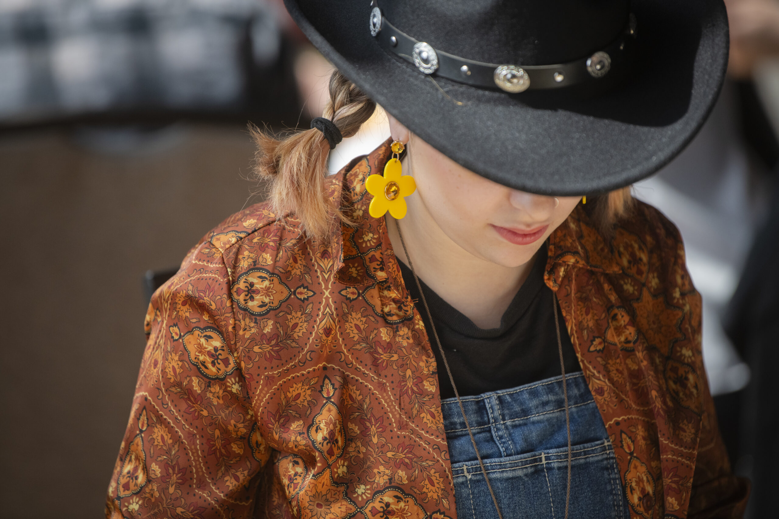 student wearing cowboy hat