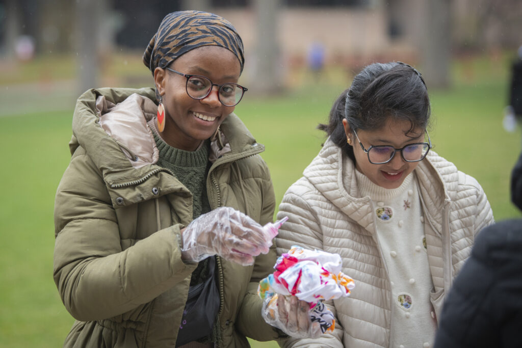 students dye t-shirts