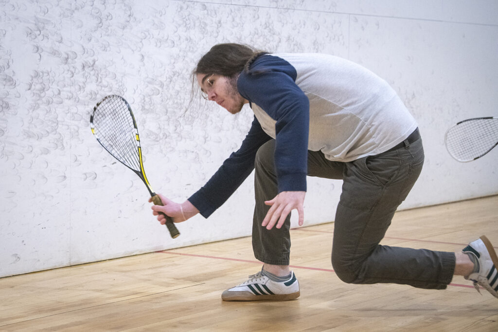 Clark Club Squash practices in the Kneller Athletic Center.