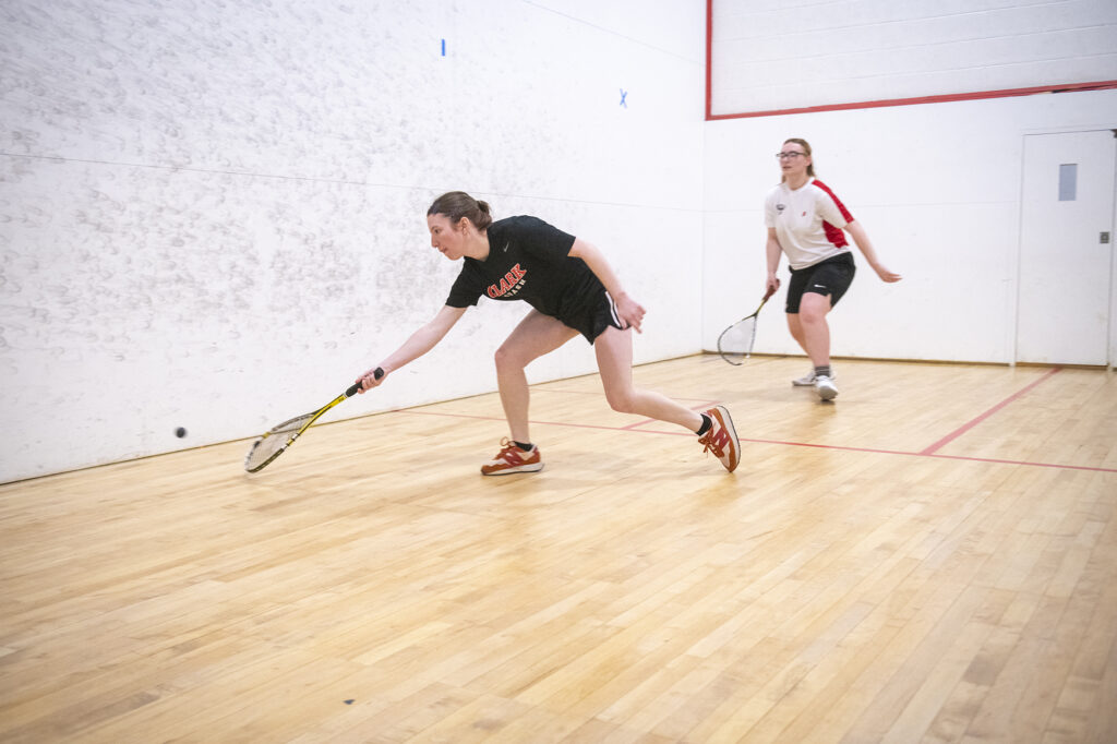 Clark Club Squash practices in the Kneller Athletic Center.