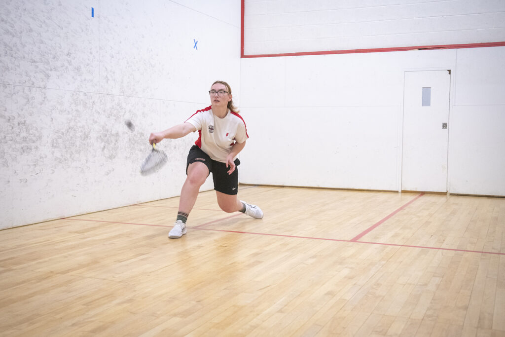 Clark Club Squash practices in the Kneller Athletic Center.