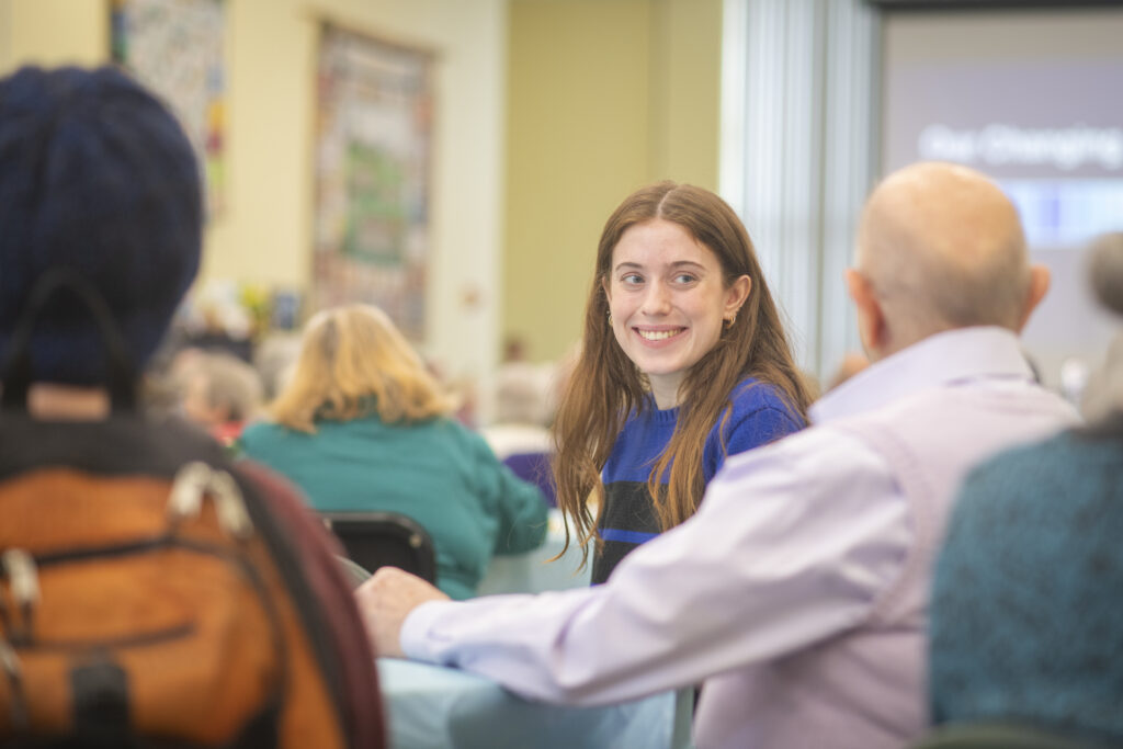 A student in MPA 3011 volunteers at the Worcester Senior Center.