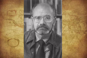 Henry Steward with a background of antique world map