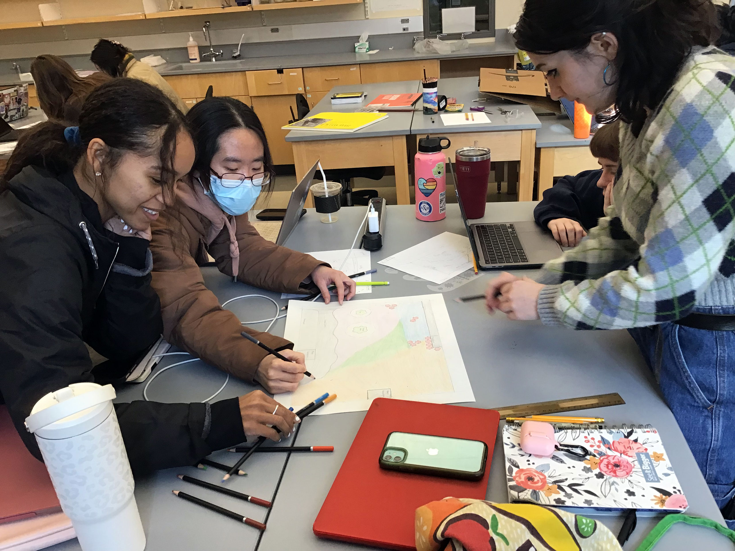 Students designing a habitat plot