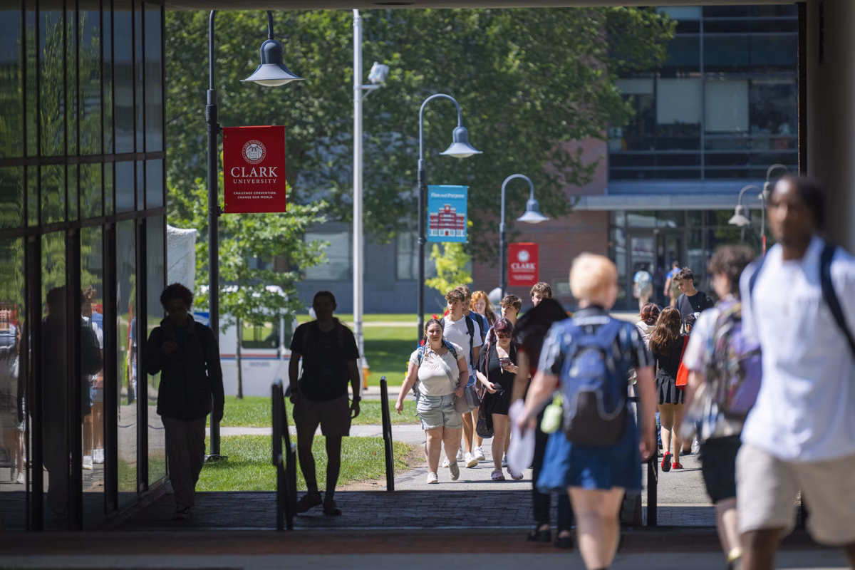 Students walking on campus
