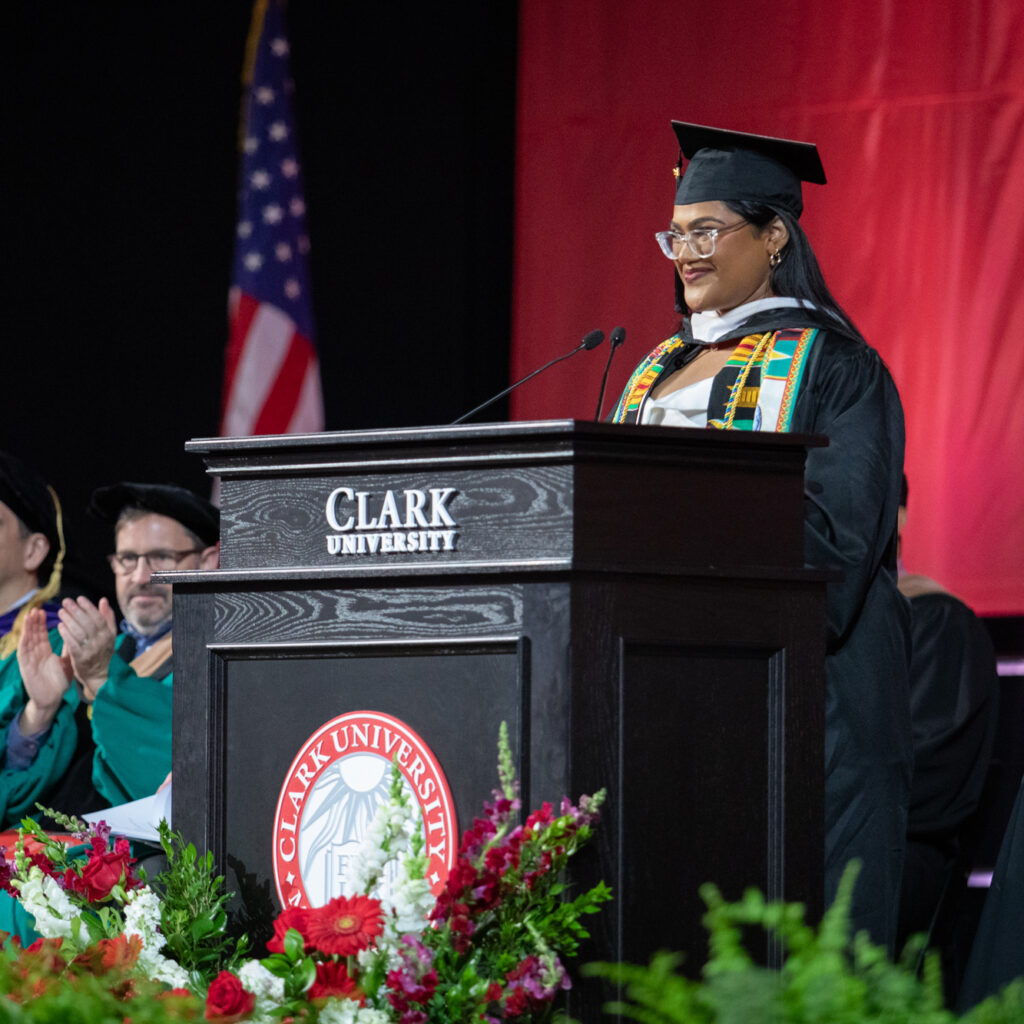 Undergraduate student speaker Temera De Groot ’25