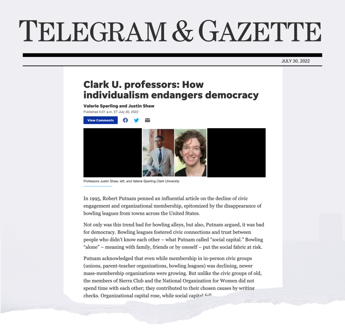 Telegram and Gazette graphic