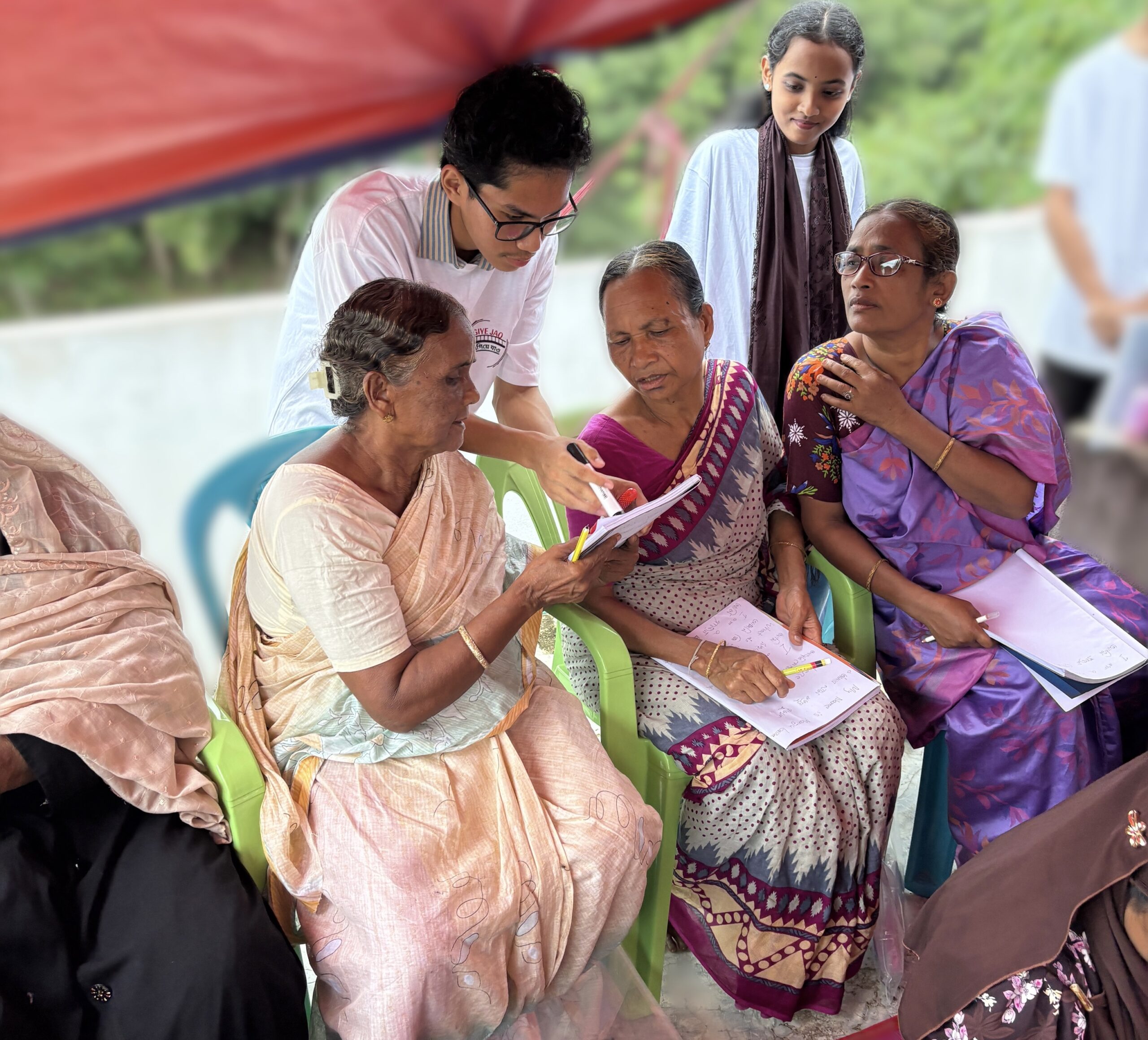 people learn in outdoor classroom in Bangladesh