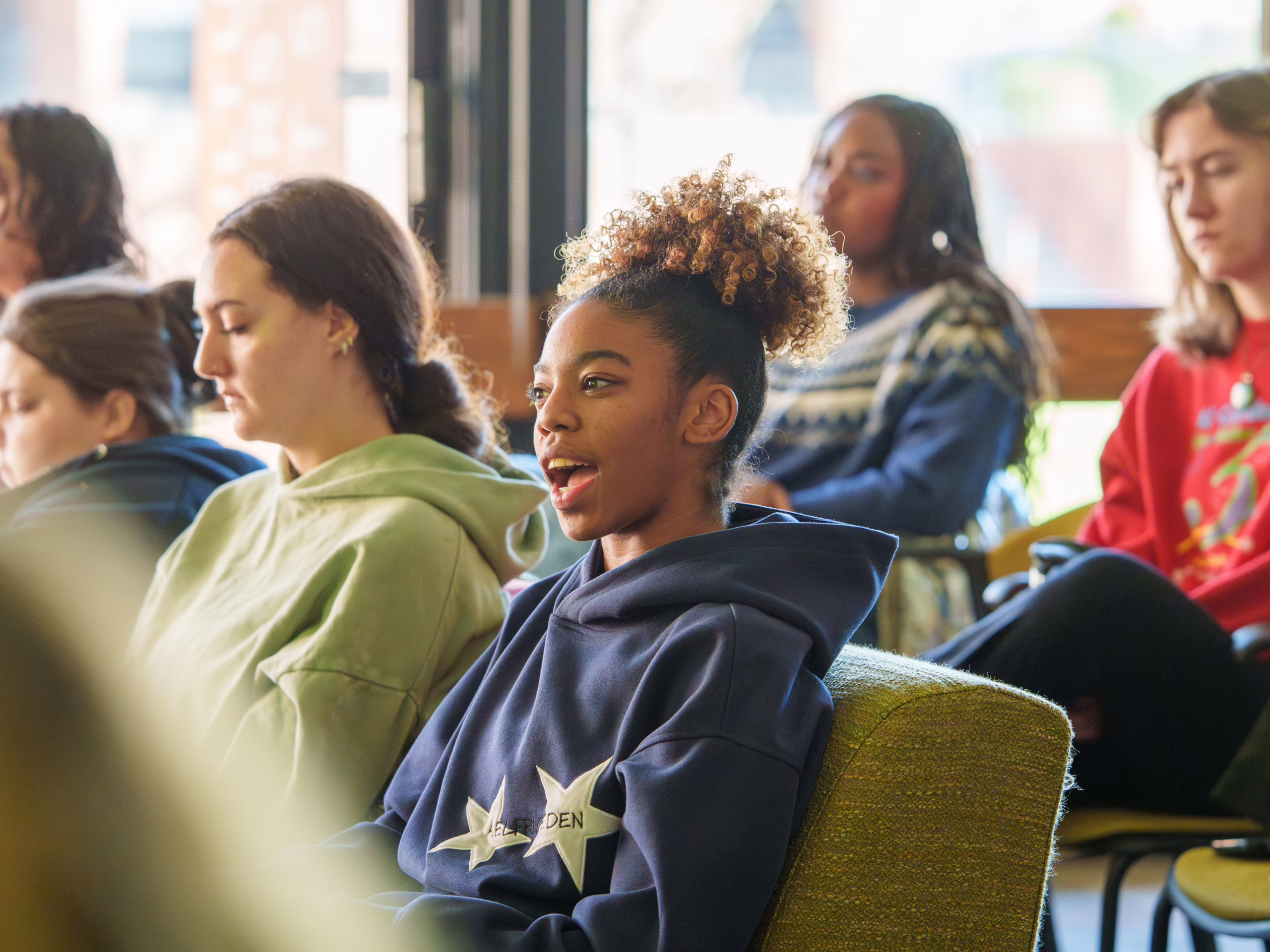 student speaks in class