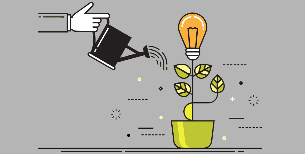 Stock illustration of idea as lightbulb growingin flowerpot