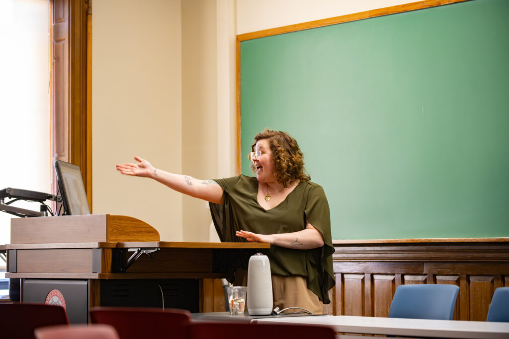 teacher at front of classroom