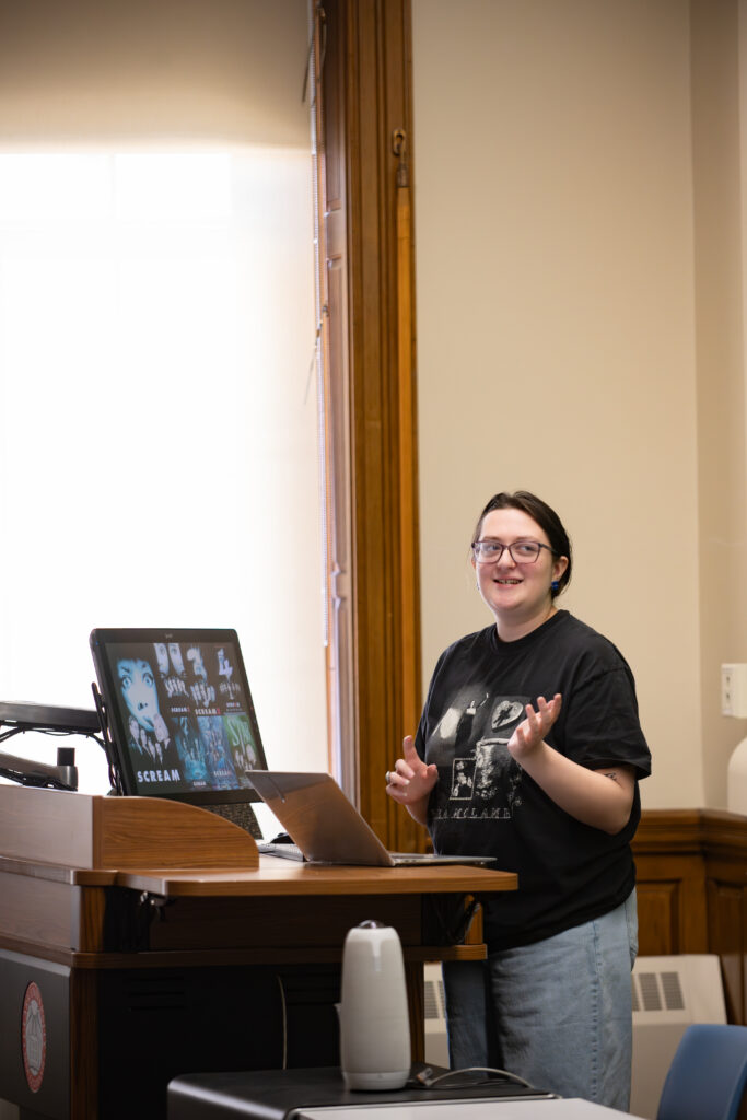 student gives presentation
