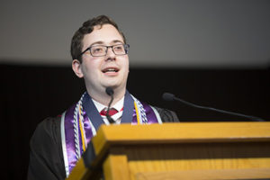 Andr&eacute;s Gvirtz speaking at commencement