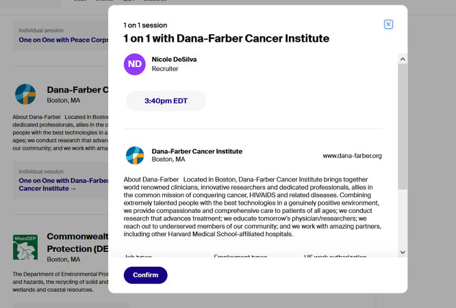 virtual career fair screenshot