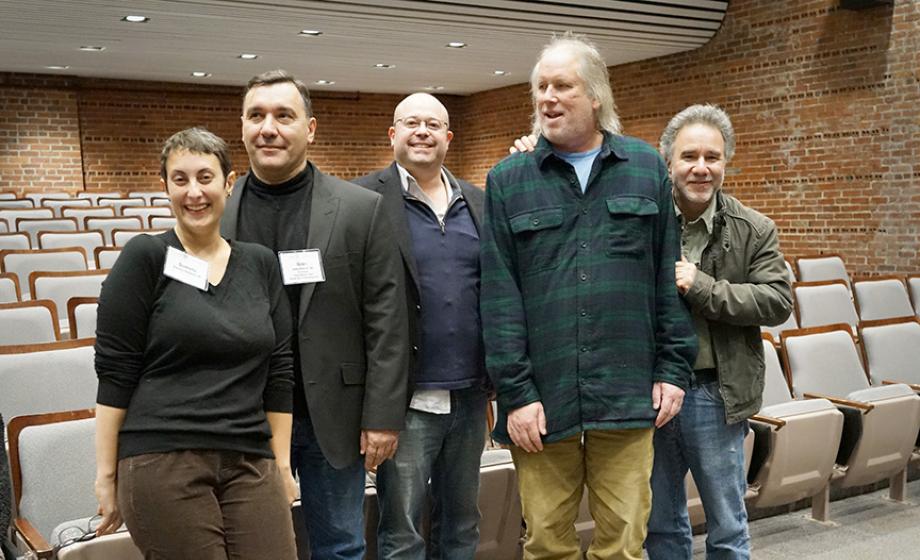 From left, Daniela Barbosa ’00, Professor Gino DiIorio ’83, Dan Zisson ’95, Professor Raymond Munro and Professor Steve DiRado at last week’s screening of “Home.”