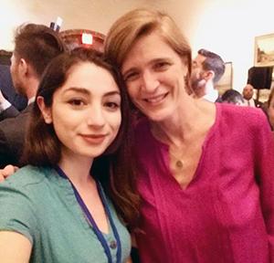 Dodi poses with Samantha Power, U.S. ambassador to the United Nations.