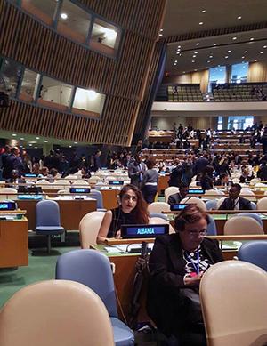 Dodi listens during a United Nations General Assembly vote.