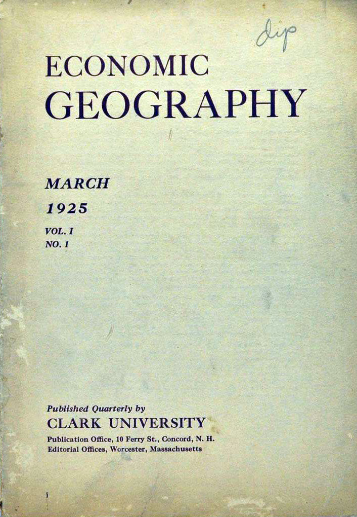 Cover of first issue of Economic Geography journal March 1925